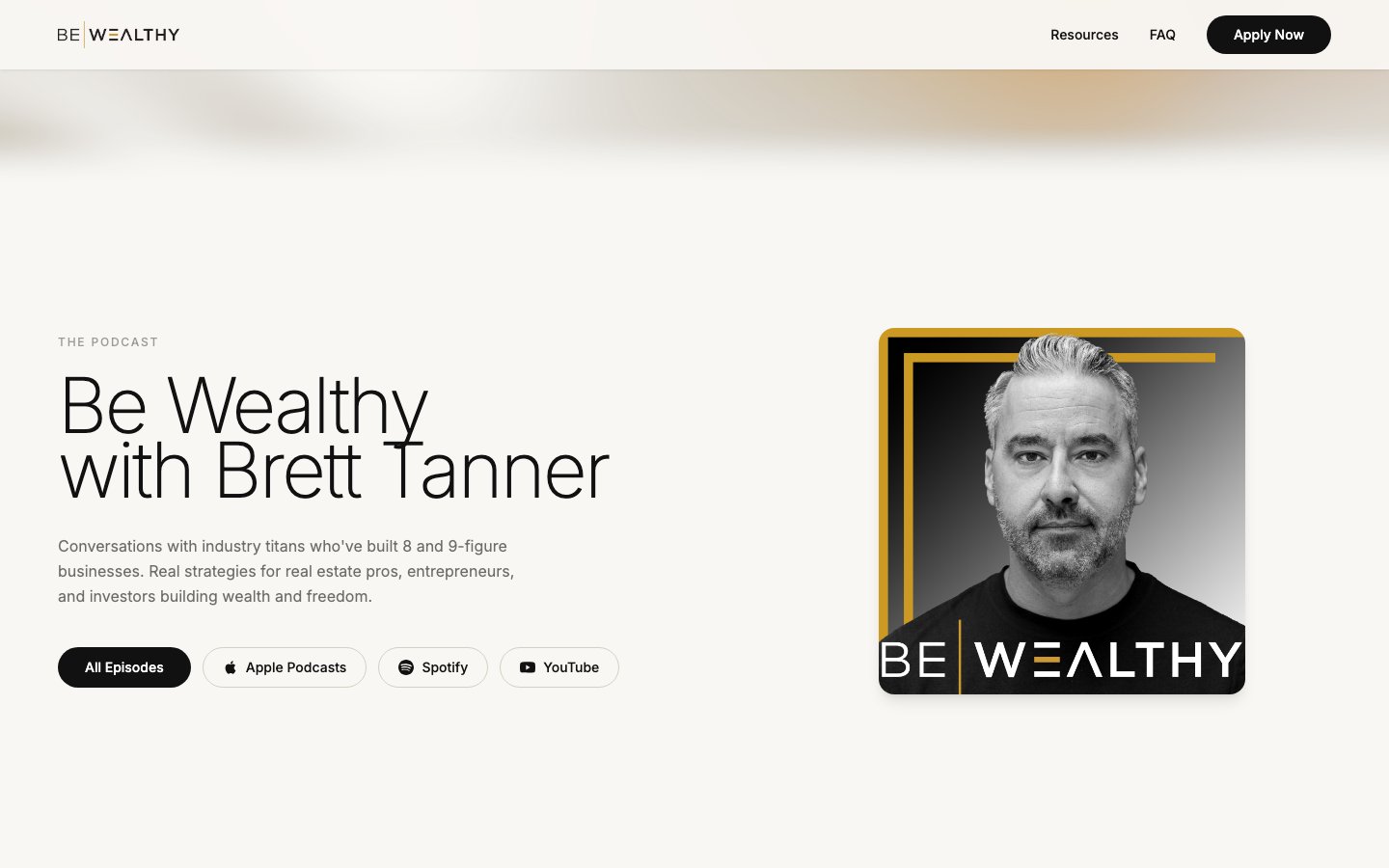 Be Wealthy Podcast website